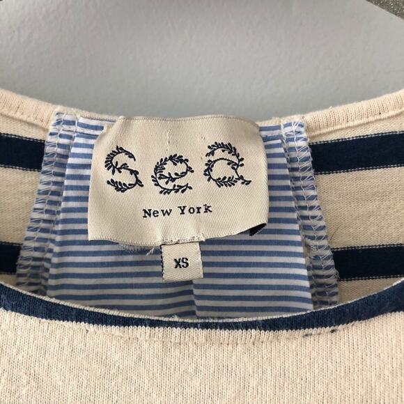 Sea New York Stripe Eyelet Hem Lace Up Back Top - Picture 4 of 9